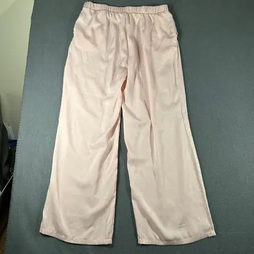 Jason Wu M Light Pink Satin Lounge Pajama Pants White Trim Pull On Pockets