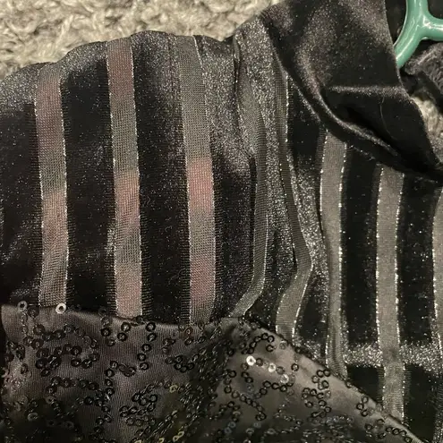 Weissman 13577 Cherry Wine Black Sequin Mock Neck Maxi Dance Dress MA Medium