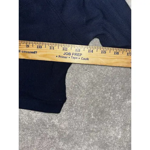 Birdies birdiebee navy cropped ribbed long sleeve workout top thumbholes EUC