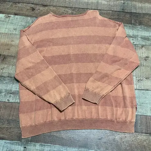 Blank Paige | Women's Cotton Burnt Orange Stripe Box Crewneck Sweatshirt Sz M
