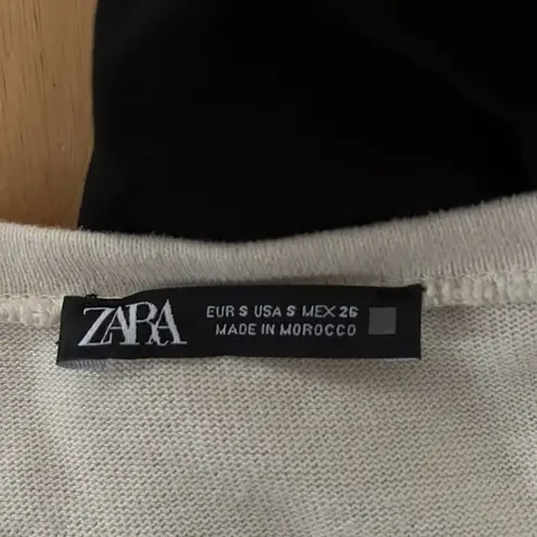 ZARA  Long Sleeve Tiered Black and Cream Dress