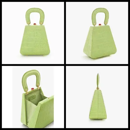 STAUD ππ Kenny Bag Pistachio Crocodile Embossed