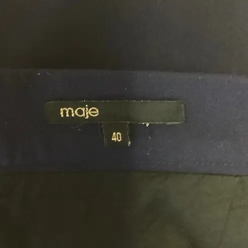 Maje Blue Seventy Leather Trimmed Woven Pleated Layered Pockets Mini Skirt Sz L