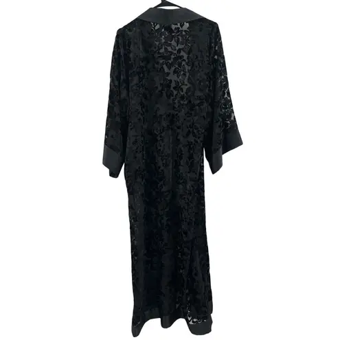 VALENTINO Intimo Vintage Robe SZ Petite Neiman Marcus Blk Burnout No Belt Velvet Black