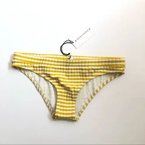 Solid & Striped  Madison Rib Bikini Bottom Mustard & Cream Stripe Sz small