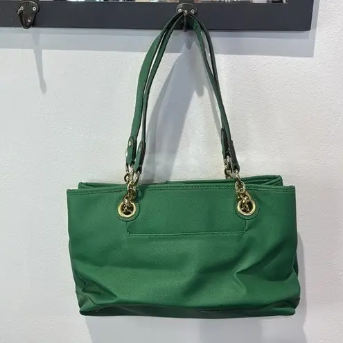 Liz Claiborne  Green‎ Satchel Shoulder Bag Purse Gold Chain Accents