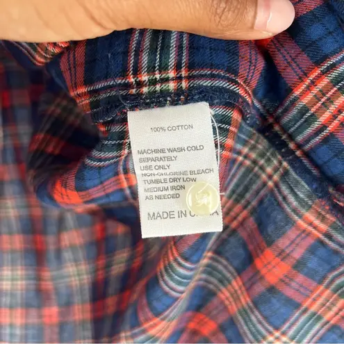 Trovata Birds Of Paradis Marianne Soft Cotton Plaid Ruffle Sleeve Button Up Top Red Size XS