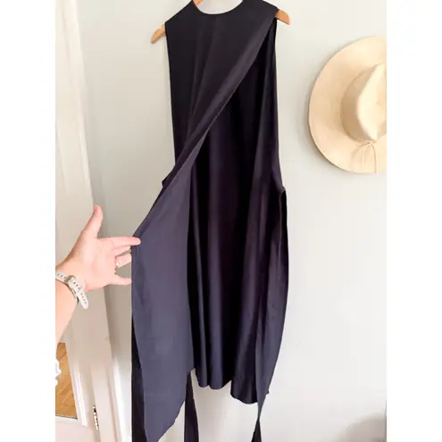 DÔEN | DOEN | Market Raw Silk Wrap Dress in Deep Ink | Sz S Black