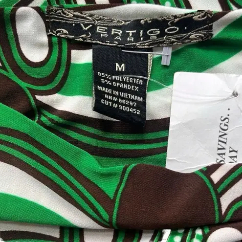 Vertigo Paris Sleeveless Dress Green, Brown, and Tan Size M