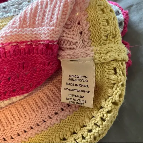 Sincerely Jules Boho Rainbow Stripe Crochet Flutter Sleeve Crop Top Size Small