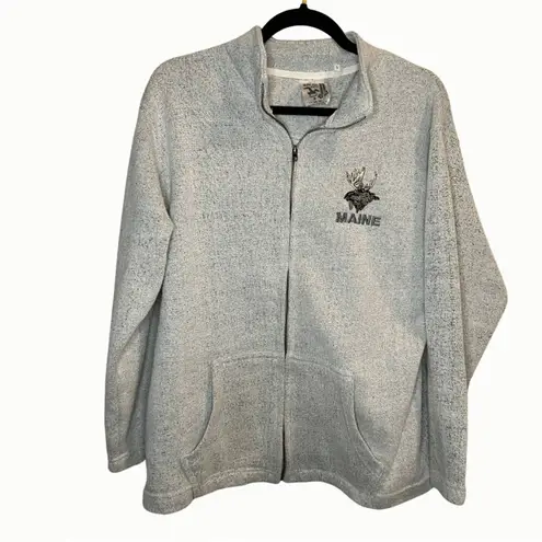 Pacific&Co EBY Surf . Embroidered Maine Moose Zip Up Jacket Size Small