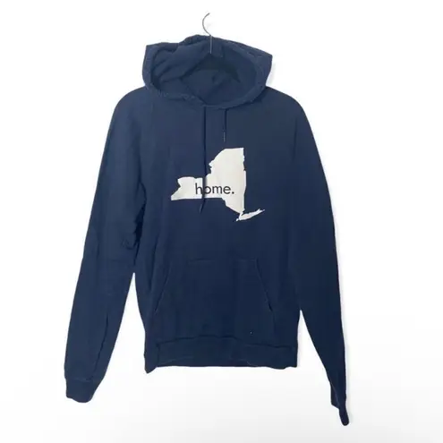 American Apparel  California Fleece Hoodie Size S Navy Blue New York “Home” Graph