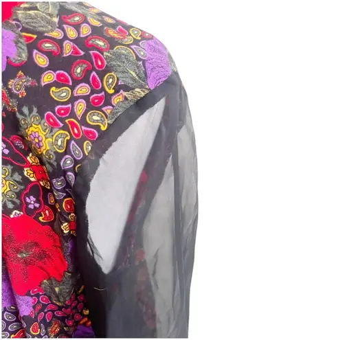 Collective Concepts Vintage Patchwork Blazer Jacket Sheer Sleeve Sz Medium 80’s