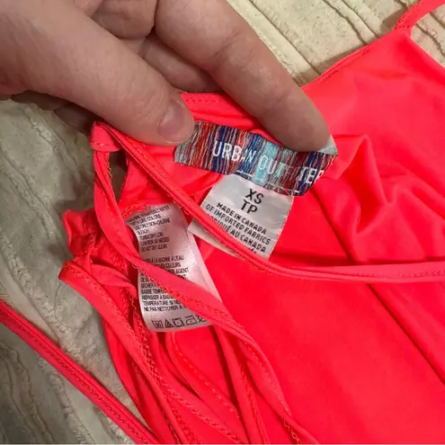 Urban Outfitters  Neon Pink Cowl Neck Lace Up Back Crop Top