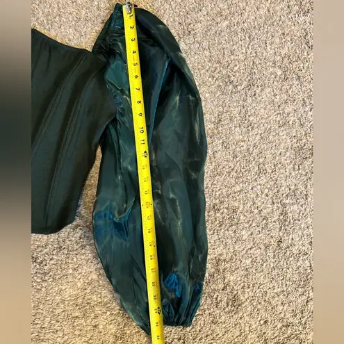 Oddi Oddy Womens Sheer Puff Sleeve Boned Ribbed Green Top Shirt Blouse NWT Size Large