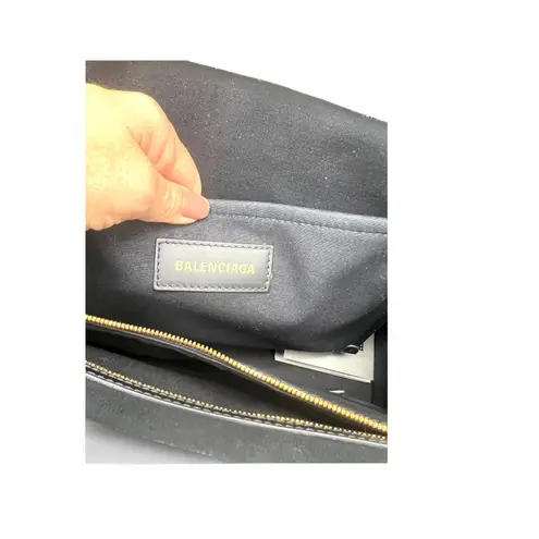 Balenciaga Hardware Tote Large canvas and black leather Shopper Bag Purse