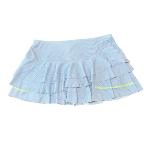 Lucky in Love Womens Incognito Rally Skort Glace Blue Tiered Ruffles Size L NEW Size L