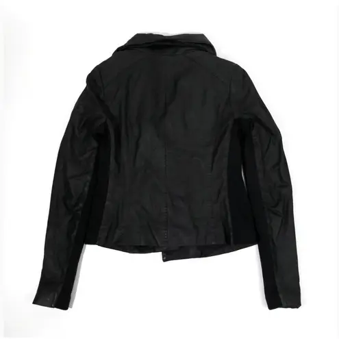 Vince  Draped Paper Leather Jacket Black XS‎