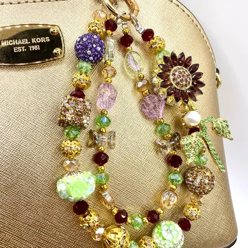 Handmade 🌻Luxury Bag/Phone Chain Charm/Keychain Purple Sunflower Bling Crystal Beads