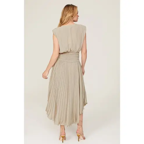 Ramy Brook Brown Crepe Hourglass V-Neck Smocked Waist Preslie Dress Size XL