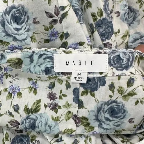 Mable Sumira Bottom Flare Floral Sleeveless Mini Dress size medium Blue