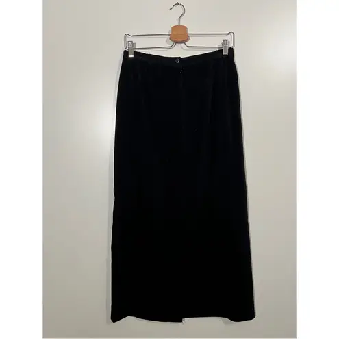JM Collection Vintage Faux Suede Skirt with Back Slit in Black Sz 12 Zip Button Closure