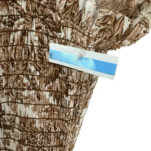 Bec & Bridge Smocked Gloria Toile Leaf Print Mini Dress Size 2 NWT