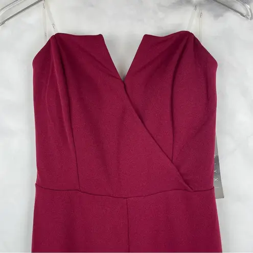 Trixxi NWT  Strapless Faux Wrap Jogger Jumpsuit One Piece Burgundy Red Retro L