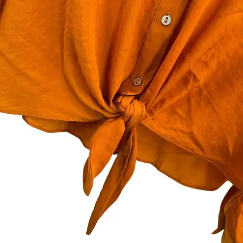 River Island Orange Button Front Tie Waist Blouse Size 12P UK / 8P US New