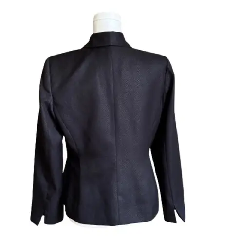 Kasper Blazer Black Monochromatic Long Sleeve Tailored Jacket Size 8 Petite