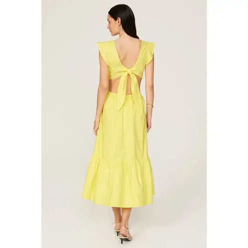 MARISSA WEBB Yellow Poplin Hourglass Side Cutouts Tie Back Midi Dress Size 2