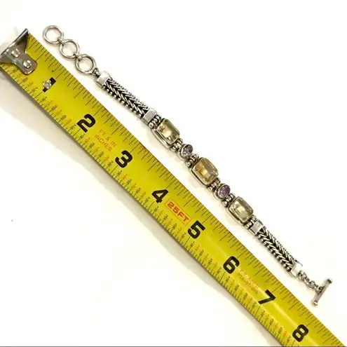 Amethyst Bali Sterling , Citrine, Quartz Bracelet