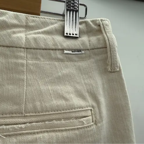 Mother Superior The Shaker Prep Fray Cropped Jeans in Act Natural Sz 27 White