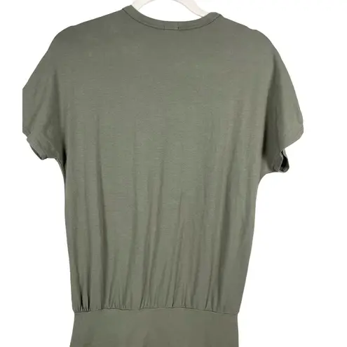 Revolve Monrow Olive Green Short Sleeve Stretchy Shirred Mini Dress Size XS