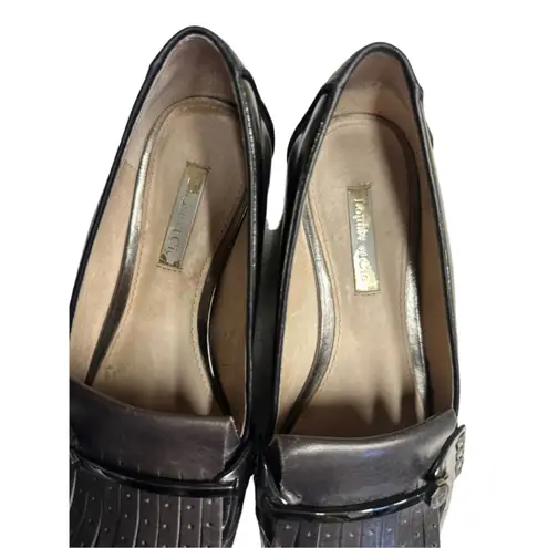 Louise et Cie Anthropologie Womens Patent Leather Kiltie Loafers Silver Size 6.5