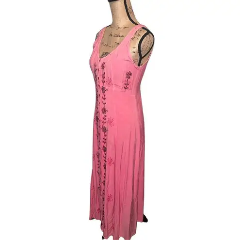 Mamta Vtg Momta Pink Button Down Rayon Pagan Sleeveless Women’s Dress size One Size
