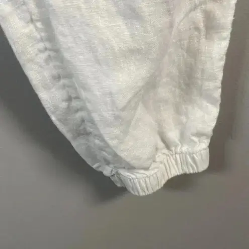 Athleta  Cabo Linen‎ Jogger Pants Women's Size 12 White Pull On Elastic Pockets - Image 4