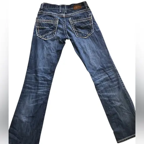 BKE Blue Flare Wide Leg Jeans with Vintage Distress