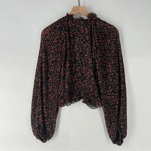 C/MEO COLLECTIVE Floral Printed Ruffle Pleated Georgette Balloon Sleeve Blouse - Image 9