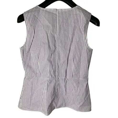 St. John sleeveless top purple white striped low cut v neck size small