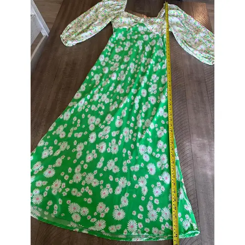 RIXO x Target Green Daisy Floral Puff Sleeve Midi Swing Dress Women’s size 4
