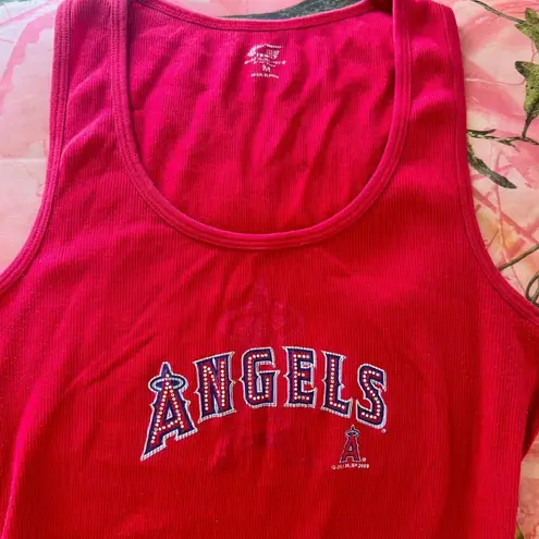 los angeles angels baseball y2k rhinestone bling red tank top cami Size M