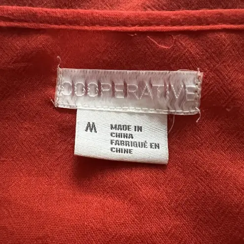 Cooperative Urban Outfitters Blouse Navy Blue Orange Slit Open Back Semi Sheer