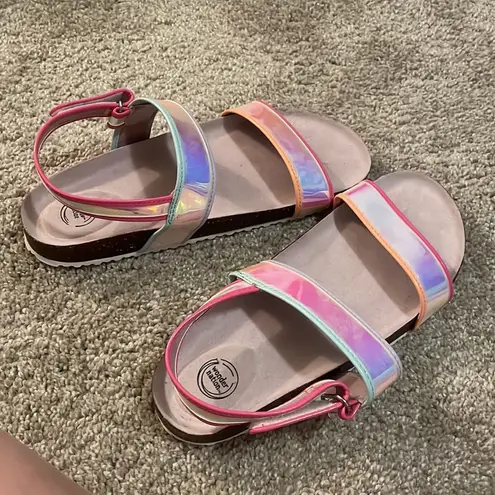 Wonder Nation - New holographic cork strapping sandals size 6