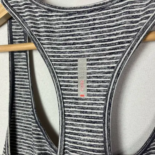Zella  Gray Tech Stripe Racerback Long Line Athletic Tank Top M