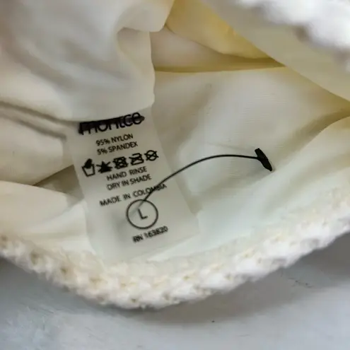 New Montce Bone Crochet Kim Variation Bikini Top one white Large