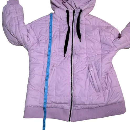 Avec Les Filles Quilted Puffer Jacket Hooded Lavender Purple Zip Front Women's M