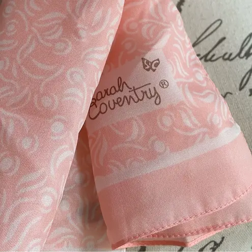 Vintage Patterned Peachy Pink Sarah Coventry Scarf White