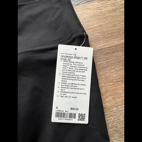 Lululemon  Align High Rise 23” Black Size 8 NWT