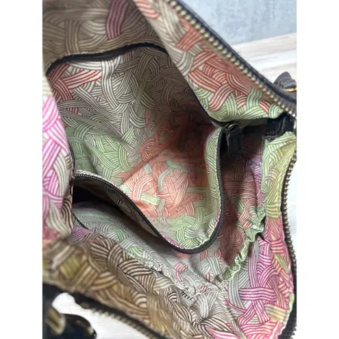 The Sak Iris Leather Crossbody Brown Black Two Tone Metallic Suede Shoulder Bag